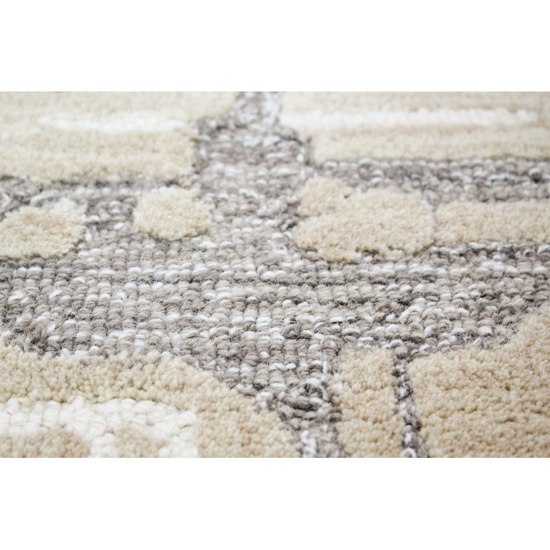 Zen Abstract Taupe Wool 5' x 7' Hand-Tufted Area Rug