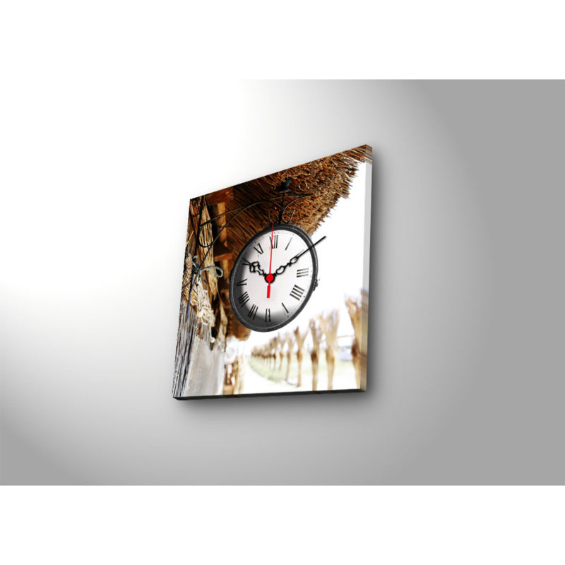 Elegant Decorative Canvas Wall Clock, 11 x 11 inches | 100% Suede Canvas, 100% Wooden Frame (Thickness: 1.2 inches) | Perfect for Home Decor, Living Room, Office, Timeless Style & Functionality