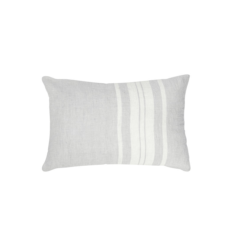 Oreiller en lin luxueux 14 po x 20 po Luxe Bold, Gris clair / blanc, Plumes