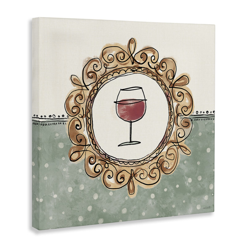 «Wine with Classic Border», art mural sur toile par Anne Tavoletti, H 30 po x l 30 po