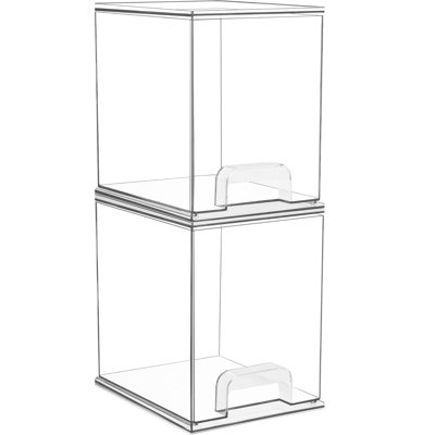 7.6" H Clear Stackable Storage Drawers, 2-pack