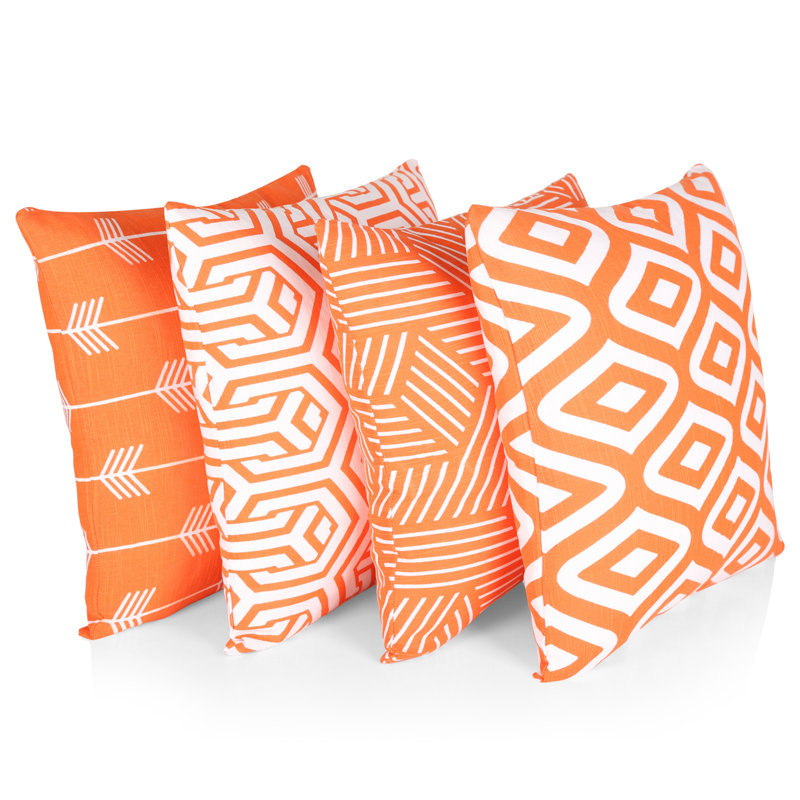 Dash Geometric Square Throw Cushion Cover, Orange