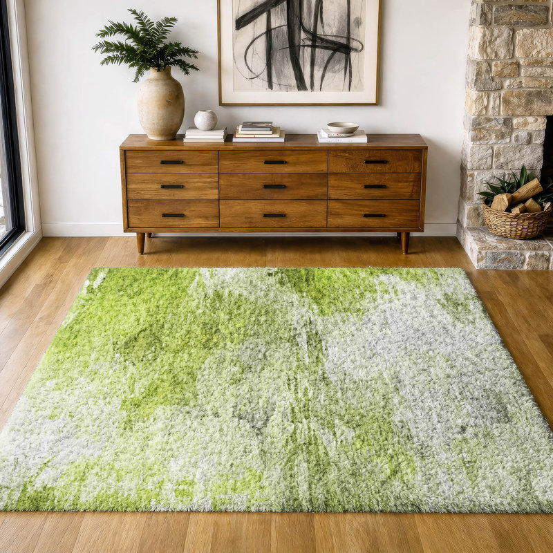 Tapis à poil long de qualité supérieure lavable à la machine ADS595, Aloe, 9' x 12'