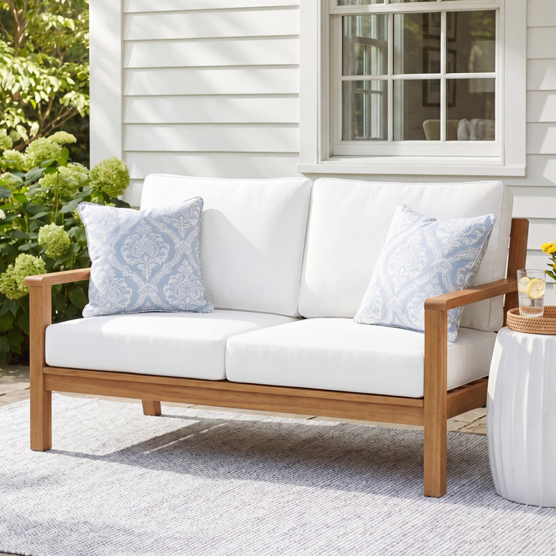 Sunbrella® Outdoor Loveseat Seat / Back Cushion, Canvas Natural Sunbrella® Canvas