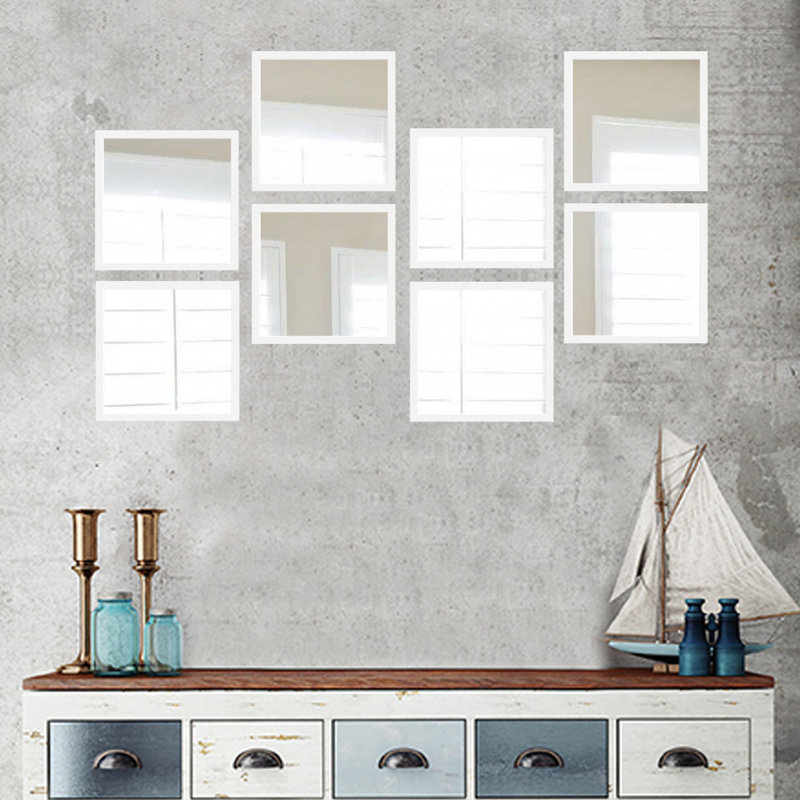 Mundell Plastic Flat Mirror Set, White