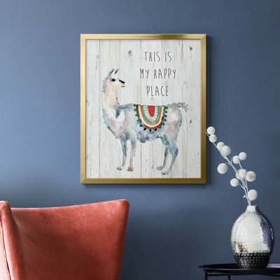 Llama Happy Place Premium Framed Canvas - Ready to Hang