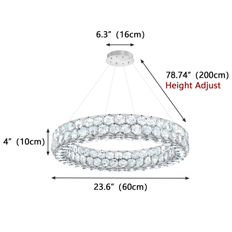 Crystal Ring Dimmable Chandelier, Silver