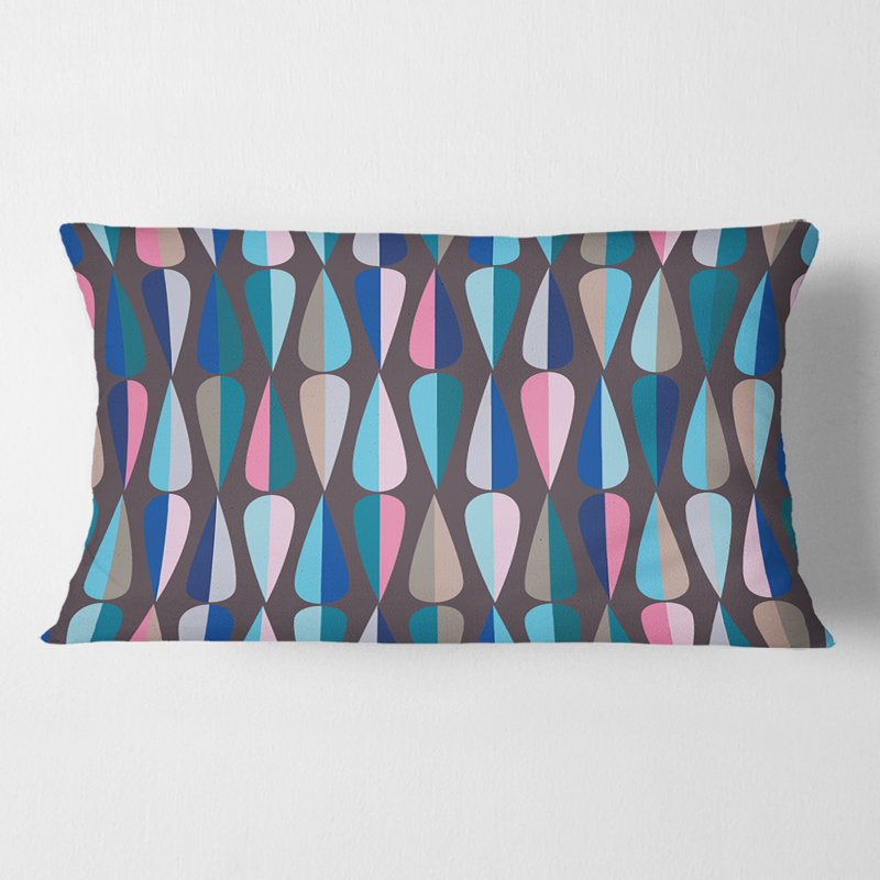 Coussin décoratif rétro à imprimé abstrait rétro Mid-Century, Brun et bleu