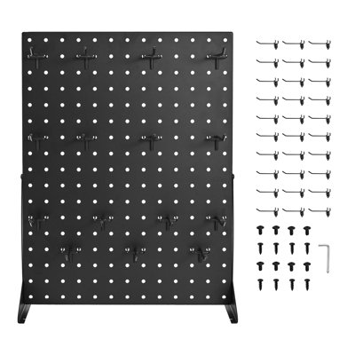 Présentoir à panneaux perforés, 43 x 33 cm, à poser sur une table, avec 30 crochets, noir (lot de 2), panneau perforé en acier laminé à froid épais, idéal pour les épiceries, les commerces de détail et les bijouteries.