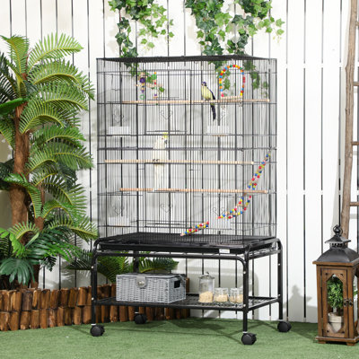 Bird Cage with Stand Wheels Toys for Budgies Finches Parakeets