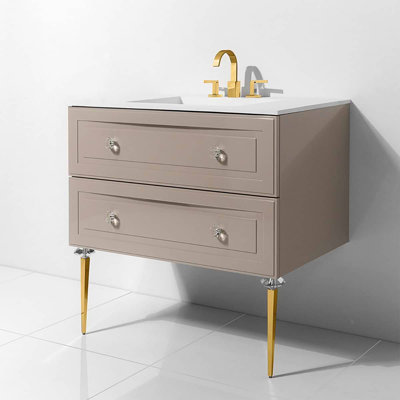 Alma 42.25" Wall Mounted Single Bathroom Vanity with Top