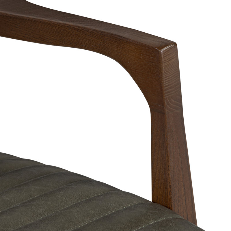 Fauteuil en cuir italien pleine fleur Rowan, Cuir véritable vert olive