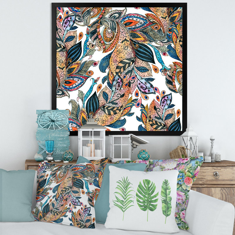 Floral Floral Abstract Texture - Impression sur toile, H 36 po x l 36 po x 1,5 po, Cadre photo noir