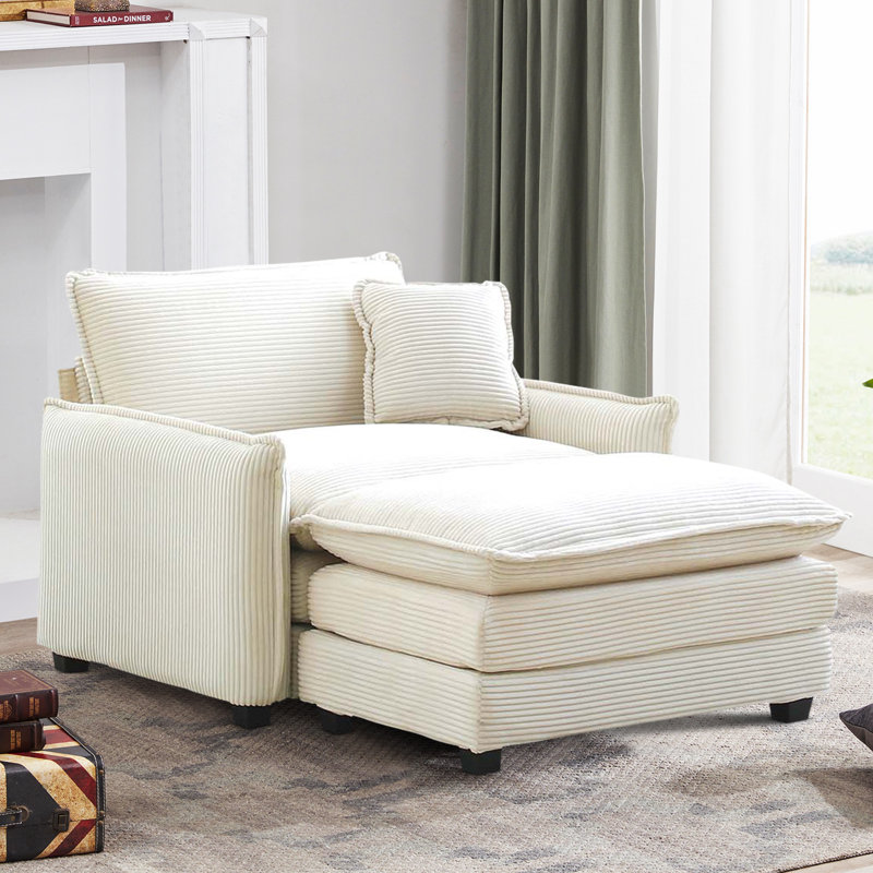 Chaise longue rembourrée Mauriana, Beige