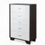 Commode 5 tiroirs blanche et espresso