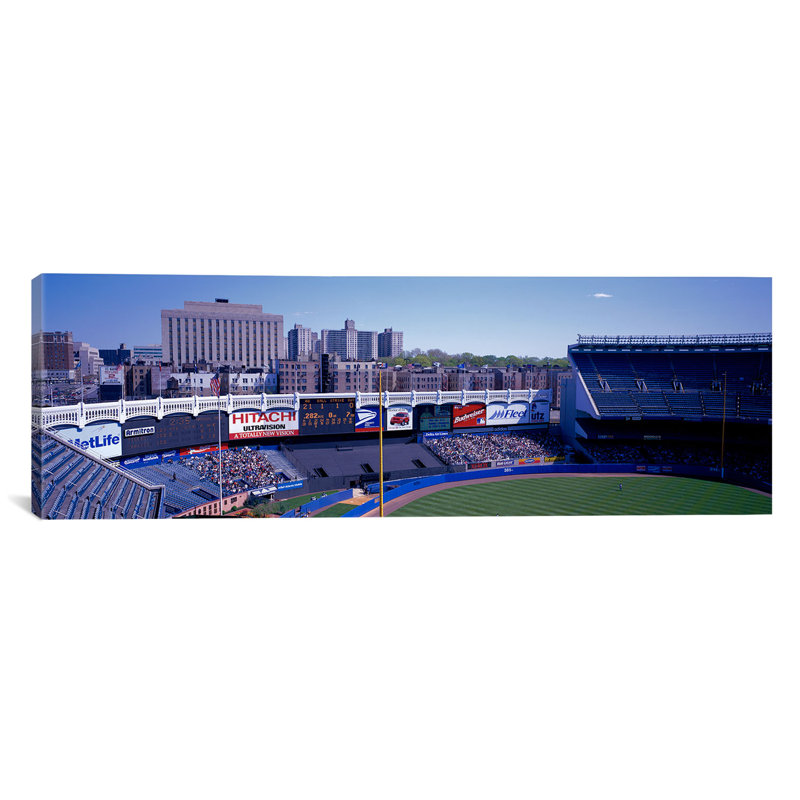 Panoramic Yankee Stadium NY, reproduction de photo sur toile, H 20 po x l 60 po x P 1,5 po, Toile tendue