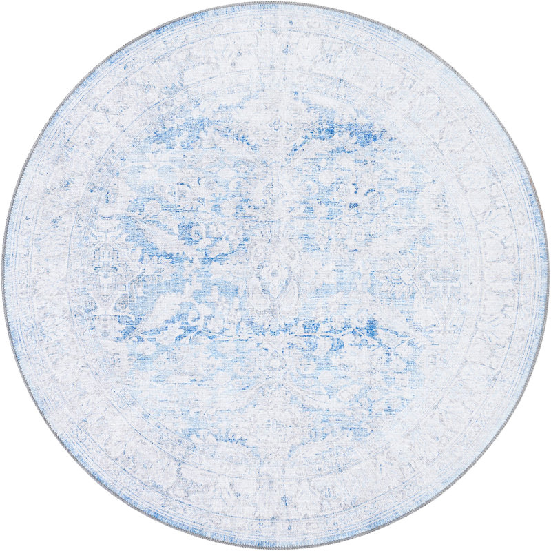 Tapis traditionnel bleu pâle Alush, Rond 5 pi