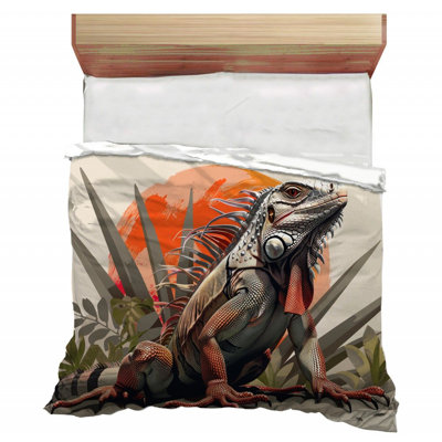 Iguana Reptile Wild Floral Comforter