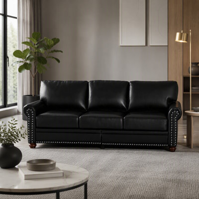 Luxueux canapé en similicuir avec rangement et sièges confortables pour la détente