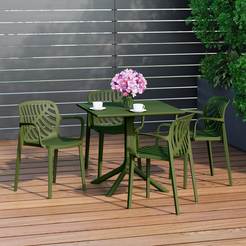 Ensemble repas carré pour 4 personnes, Vert