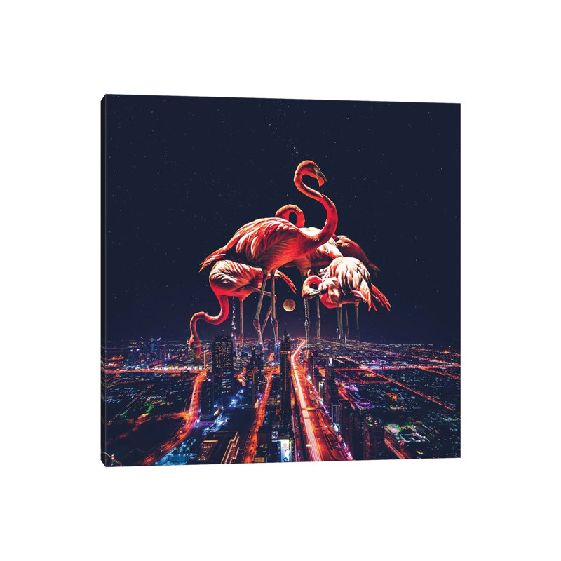 Flamingo Nights Faded by Soaring Anchor Designs - Gallery-Wrapped Canvas Giclée on Canvas, Canvas