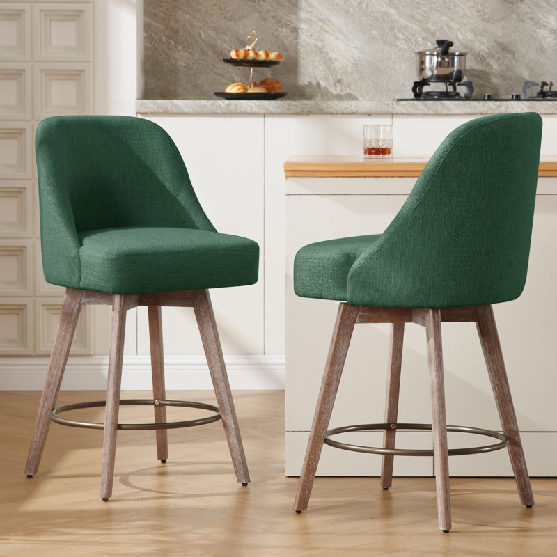 Tabouret pivotant rembourré Mangu, Vert