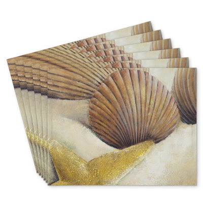 Starfish & Seashells Polyester Dreketi Set of 6 - Beach Decor