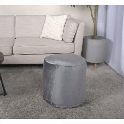 Ottoman Cylinder Pouf Floor Cushion 16x16x16 Royal Blue | Velvet | Blue