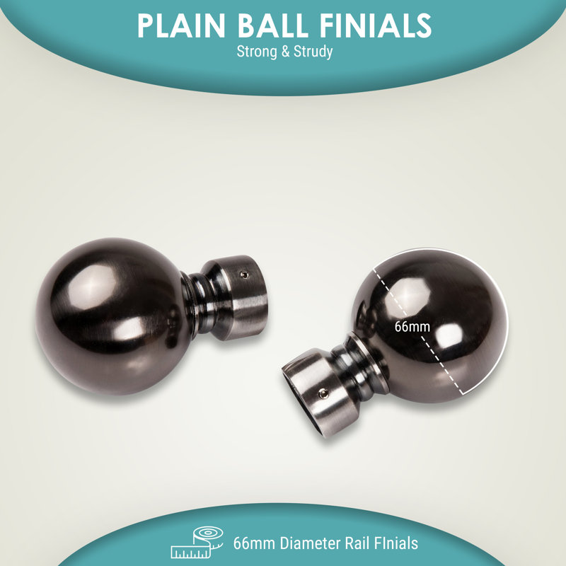 Plain Metal Ball Extendable Single Curtain Rod /Pole, 120-210 Cm, Black Nickel