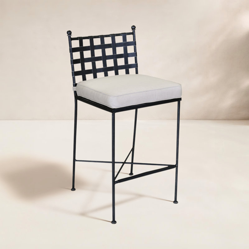 Provence Outdoor Bar Stool, Canvas Flax Sunbrella® Canvas