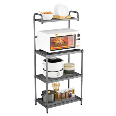 Étagère de rangement pour micro-ondes à 4 niveaux avec tablettes en métal