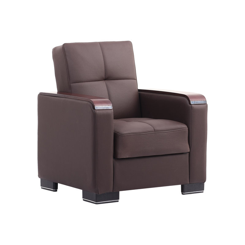 Fauteuil convertible 3 en 1 avec rangement Neubauer, Similicuir noir