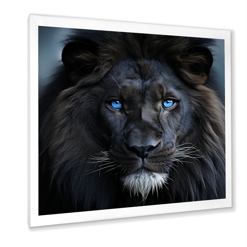 Décoration murale lion de minuit, H 36 po x l 36 po x P 1,5 po, Cadre photo blanc