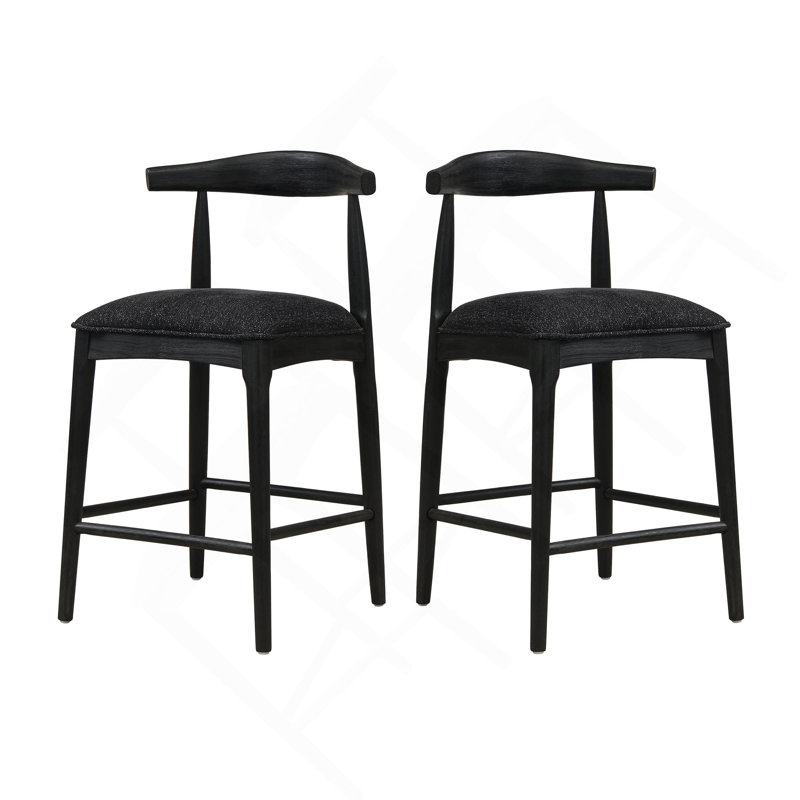 Tabouret en tissu (ensemble de 2), Noir, Noir