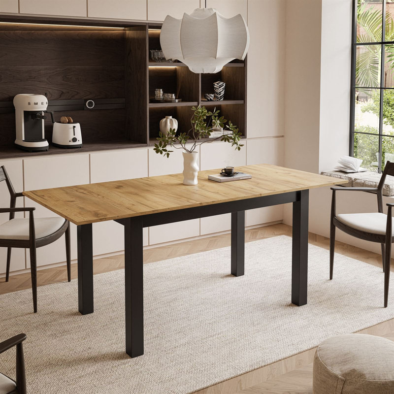 Extendable table ARTON 140 cm, Craft Oak, Black