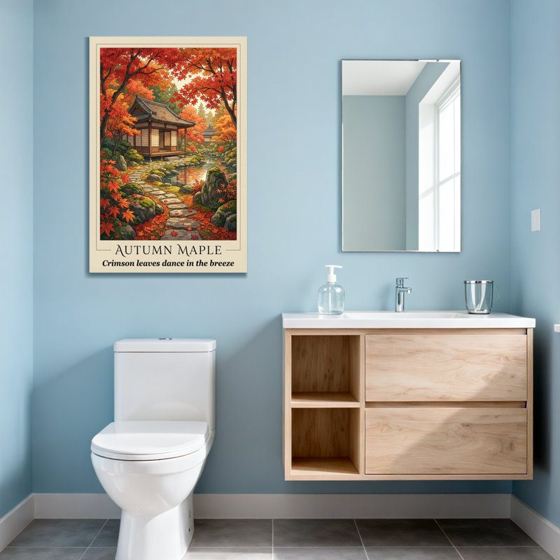 Paysage et nature Scène de jardin en érable avec feuilles cramoisies, H 18 po x l 12 po