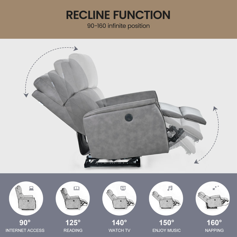 Fauteuil inclinable électrique Lunie, Gris foncé