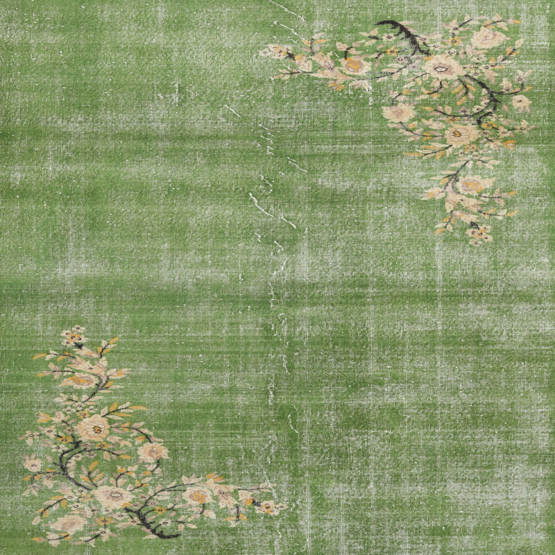 Tapis traditionnel vert / beige Neutra, Carré 5 pi