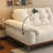 Tufted Chenille Fabric Sofa with Flexible Phone Holder, Modern Deep Seat Cream Couch with Wood Base & Metal Legs-4397134-4397128-4397131