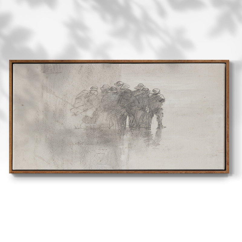 Série abstraite-cmxxxxi - Toile tendue avec châssis encadré - Prêt à être accroché, H 21 po x l 41 po, Noyer