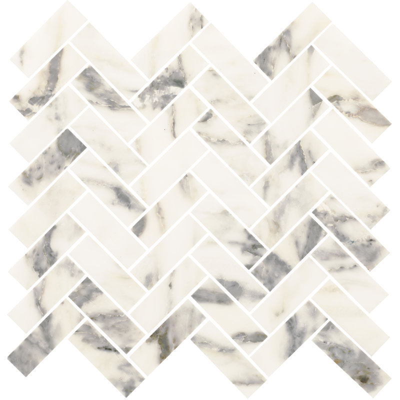 Daltile Eclessia Marble Natural Stone Herringbone Mosaic Honed (10 PCS Per Carton) (10.70 SQFT Per Carton), Volakas