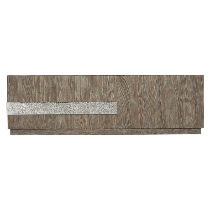 Ellis Transitional Rectangular Coffee Table in Brown with Silver Metal Band