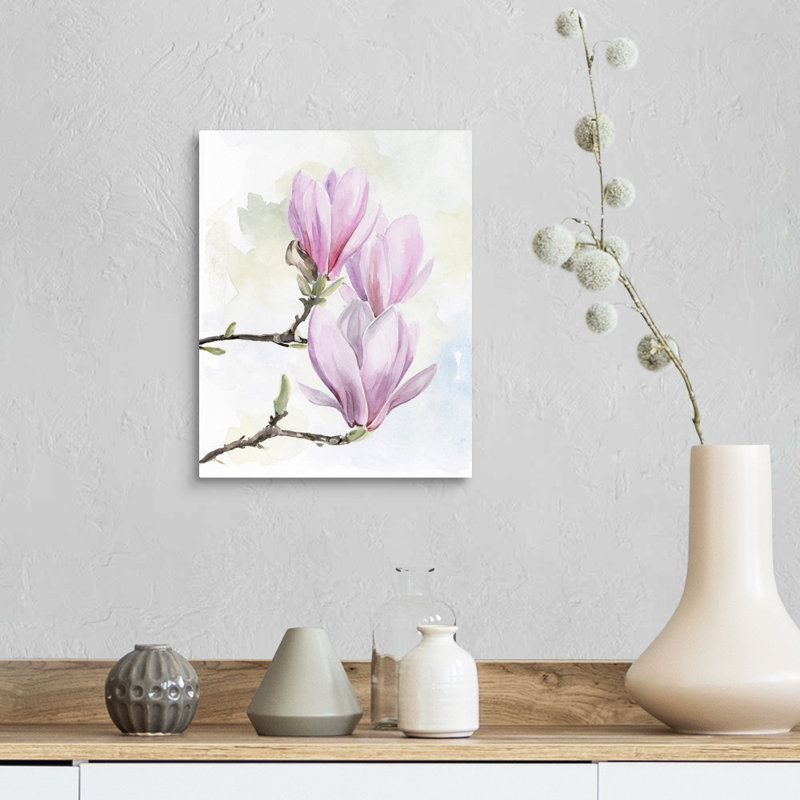 «Magnolia Blooms I», art mural sur toile, Toile tendue, H 11 po x l 14 po x P 1,25 po