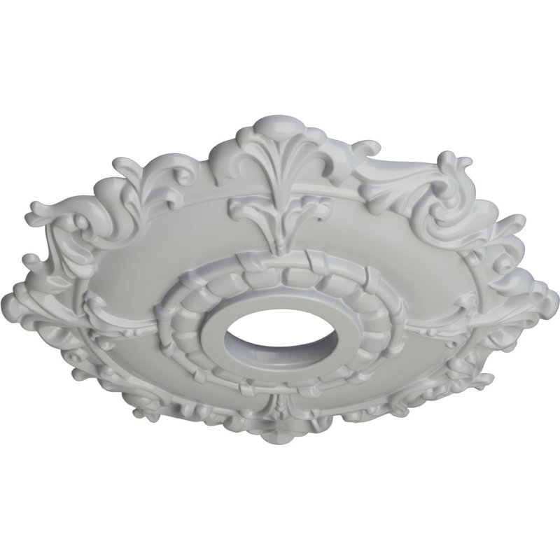 Endurathane Rose Ceiling Medallion, 18"OD x 3 1/2"ID x 1 1/2"P (Fits Canopies up to 7 1/4"), Hand-Painted Stone Hearth Finish