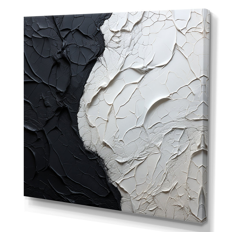 Minimalisme noir et blanc, coin de peinture - impression sur toile bord de mer, H 24 po x l 24 po x P 1 po, Toile tendue