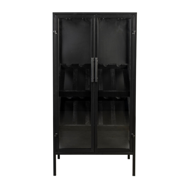Rob 10 Bottle Floor Wine Bottle & Glass Rack in Black