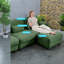 Canapé d'angle à compression, canapé modulaire en chenille verte avec pouf, salon moderne