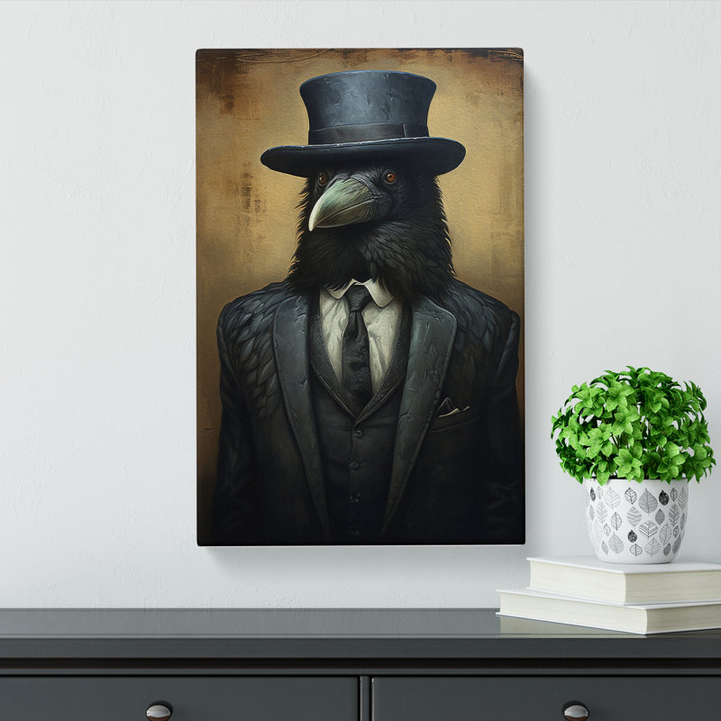 Crow In A Suit Painting - Wrapped Canvas, 50cm H x 35cm W x 3cm D