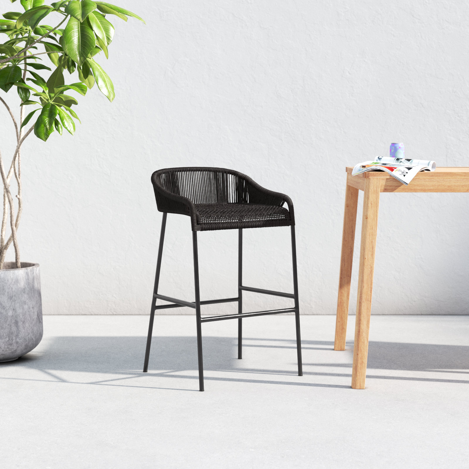 Belmont Patio Bar Stool, Black, 28" H