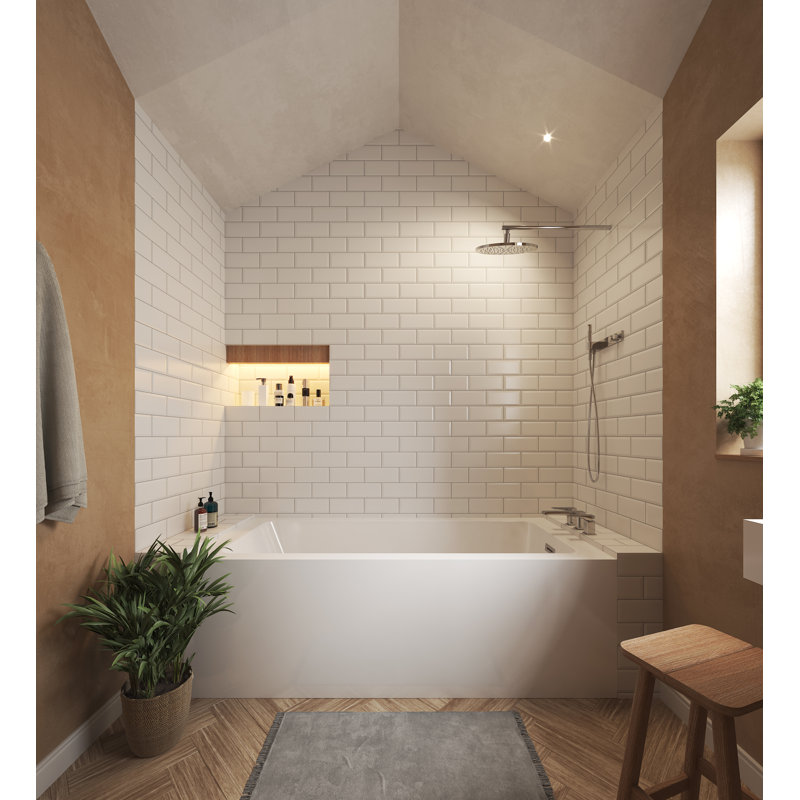 Grayley 66'' x 30'' Soaking Acrylic Bathtub, Polished Chrome, Right